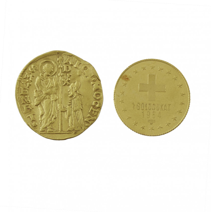 Venise. Alvise Mocenigo II (1700-1709). Sequin. (Fr. 1358). Suisse. Ducat de fantaisie. Lucerne 1964. (légers coups sur la tranche)....