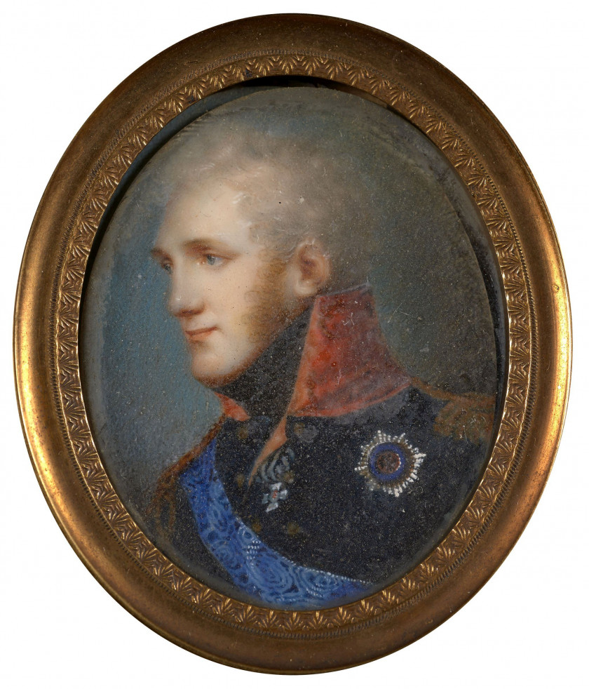 Domenico BOSSI Trieste, 1765 - Munich, 1853 Portrait d'Alexandre Ier de Russie Miniature de forme ovale