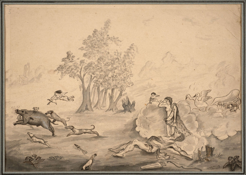 Antoine-Jean Gros, baron Gros (enfant) Paris, 1771 - Meudon, 1835 Recto : Cheval et son palefrenier ; Verso : Figure d'enfant vêtu à...