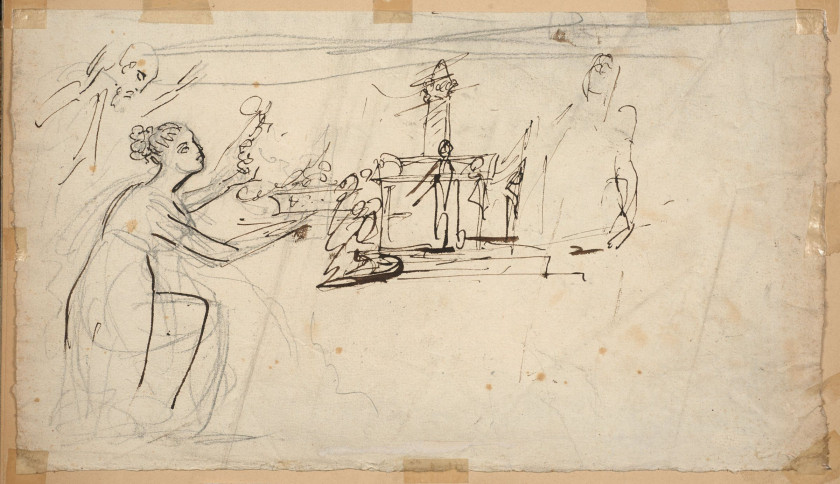 Antoine-Jean Gros, baron Gros Paris, 1771 - Meudon, 1835 Recto : Femme à l'Antique suivie d'un autre personnage ; Verso : Etude de f...