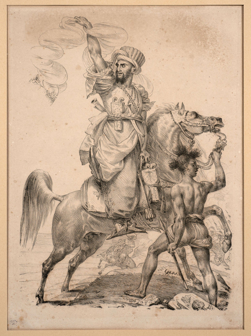 Antoine-Jean Gros, baron Gros Paris, 1771 - Meudon, 1835 Chef de Mameloucks à cheval appelant du secours, 1817 Lithographie