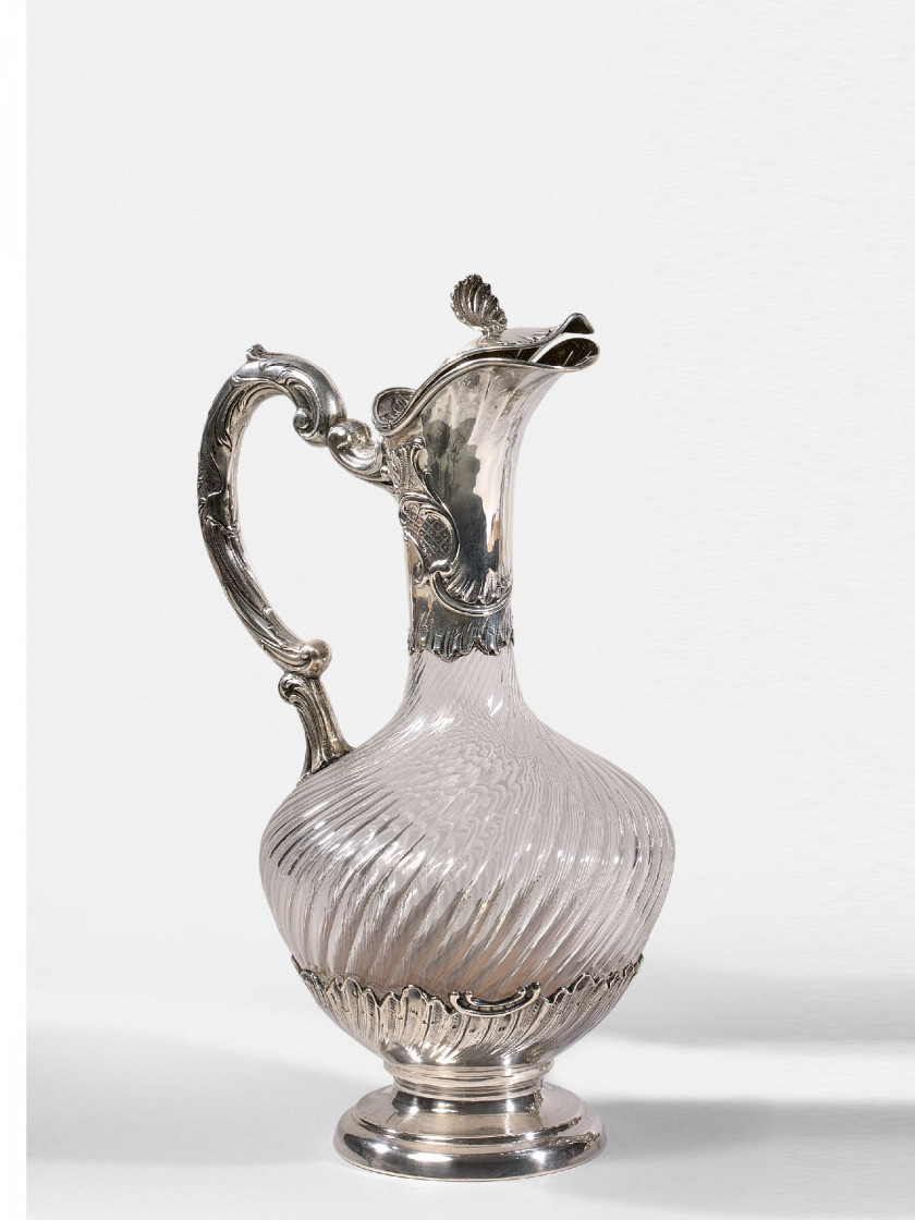 AIGUIÈRE EN VERRE TORSADÉ, LA MONTURE EN ARGENT Par Prosper Ytasse & Edouard Fourneret (1897-1904)