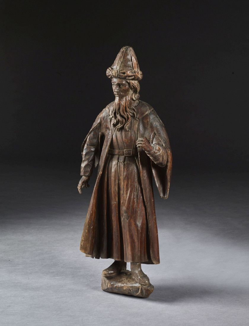 Région alpine fin du XVIe siècle Homme au turban Statue en ronde bosse de bois résineux