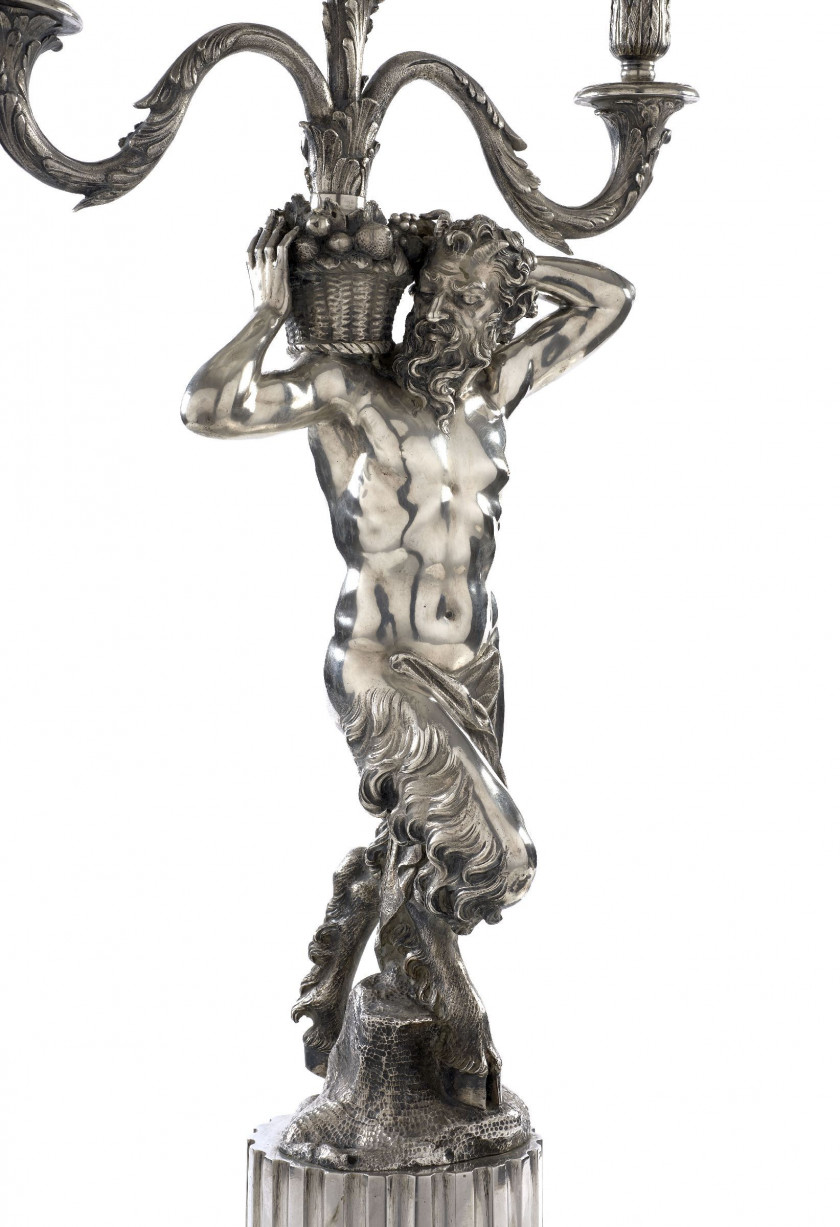 PAIRE DE CANDÉLABRES EN ARGENT, ROME, XXe SIÈCLE Signés G. Masenza - Rome (Gioielli Masenza)