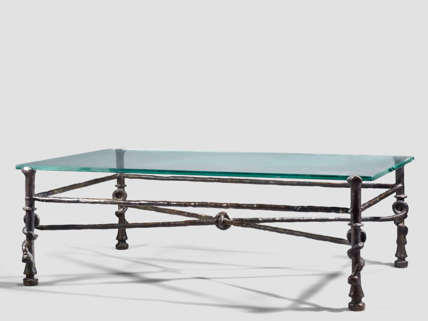 Diego GIACOMETTI 1902 - 1985 Table "torsade" Bronze à patine brun vert