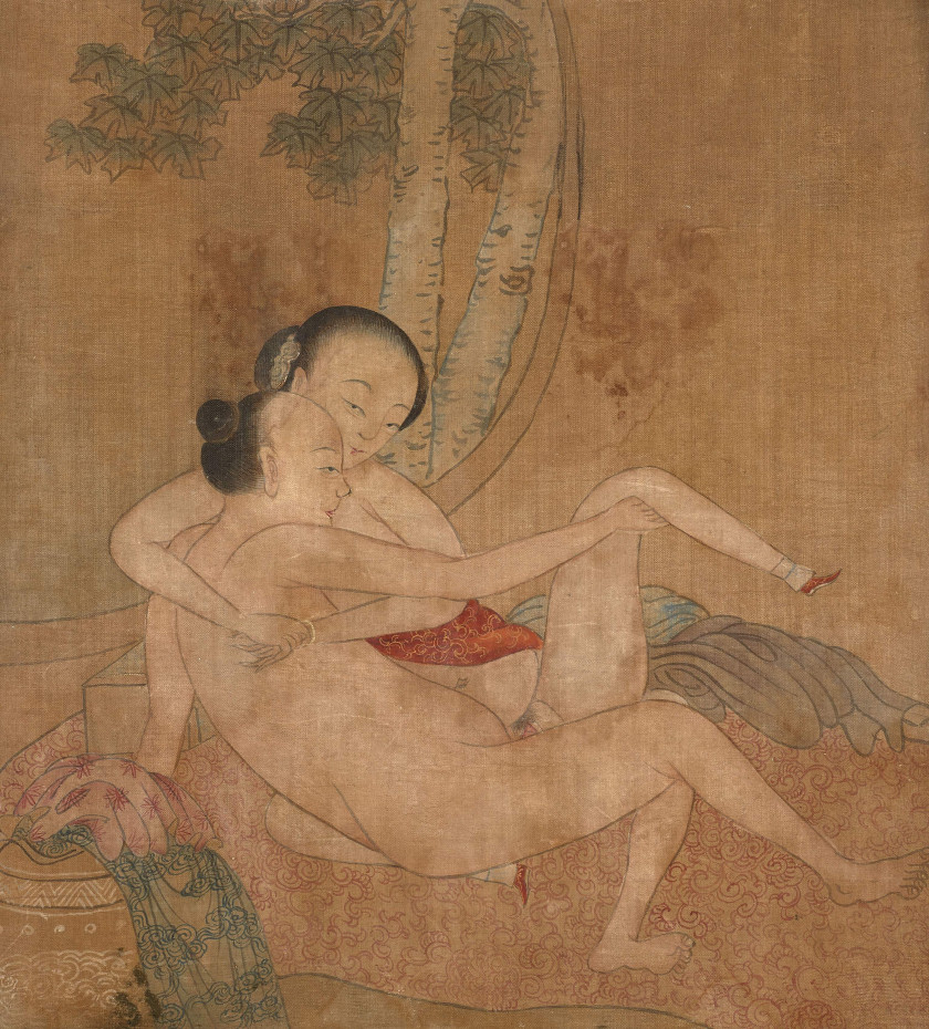PEINTURE EN ROULEAU À L'ENCRE ET COULEUR SUR SOIE, CHINE, DYNASTIE QING, XIXe SIÈCLE