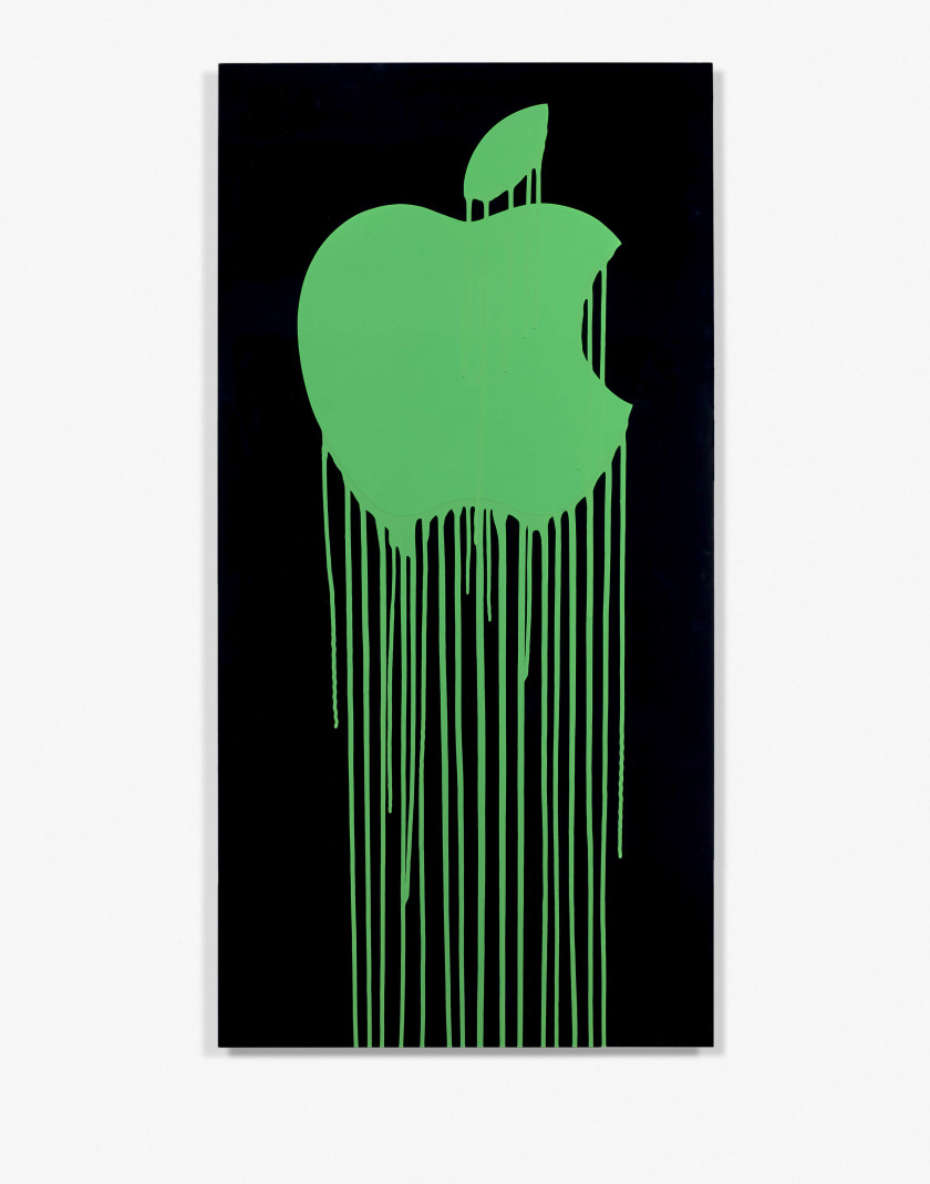 ZEVS (Français - Né en 1977) Liquidated Apple - Black - 2013 Liquitex sur MDF