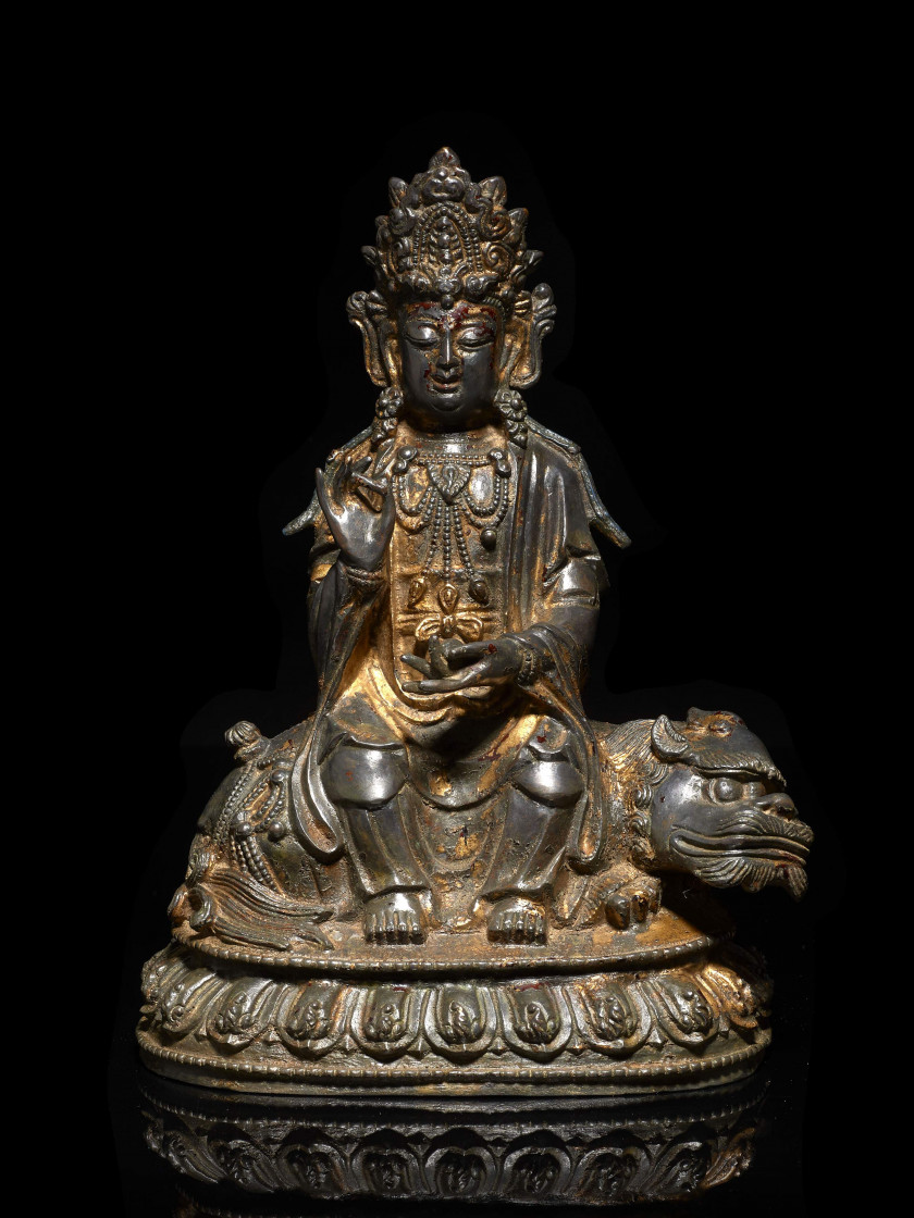 STATUETTE DE BODHISATTVA EN BORNZE, CHINE, DYNASTIE MING, XVIIe SIÈCLE