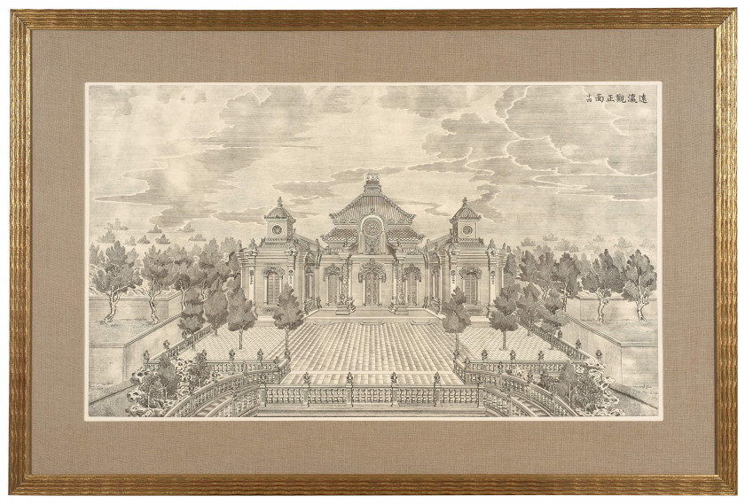 NEUF GRAVURES SUR VÉLIN REPRÉSENTANT L'ANCIEN PALAIS D'ÉTÉ YUANMINGYUAN, PARIS, 1977