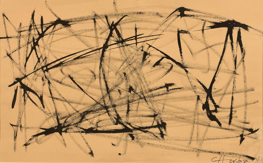 Jilali GHARBAOUI 1930 - 1971 Composition - 1960 Encre de Chine sur papier