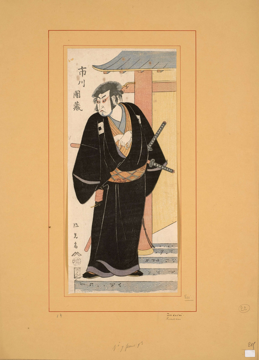 Ryukosai Jokei (actif 1777 - 1809) Portrait de l'acteur Ichikawa Danzo IV (?) debout