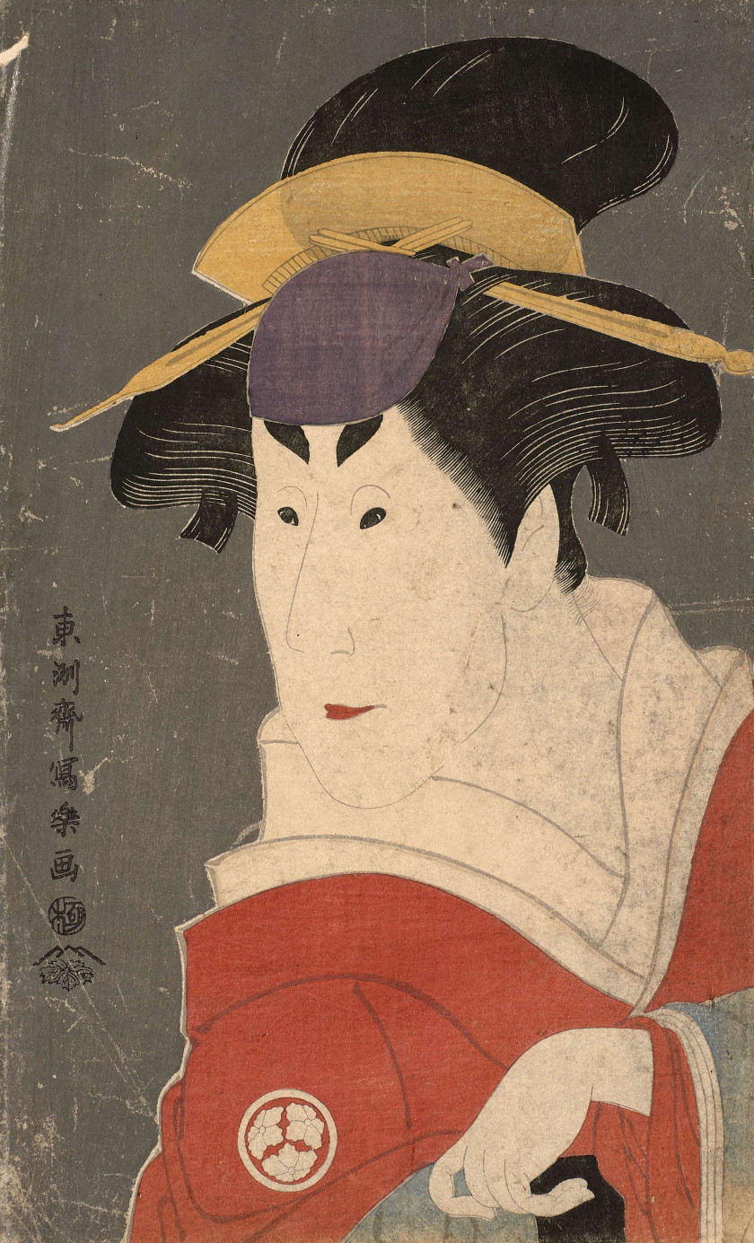 Toshusai Sharaku (actif 1794 - 1795) Portrait en buste (okubi-e) de l'acteur Osagawa Tsuneyo II dans le rôle de Ayame, la grande sœu..