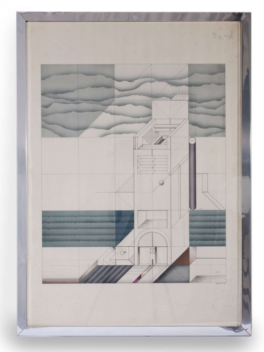 Remo BUTI (Né en 1938) Sans titre - 1978 Aquarelle, crayon à papier et aérographe sur papier à dessin