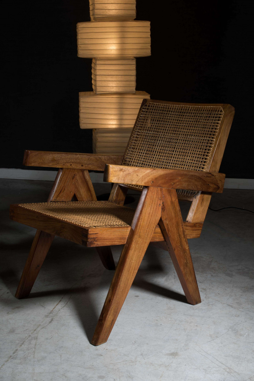 Pierre JEANNERET (1896 - 1967) Paire de fauteuils dits "Easy Armchair" - Circa 1955/56 Piètement et structure en teck massif, assise...