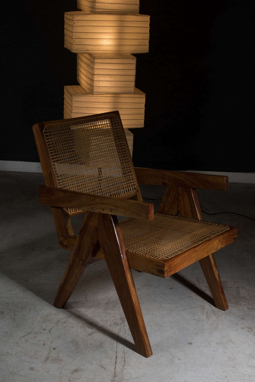 Pierre JEANNERET (1896 - 1967) Paire de fauteuils dits "Easy Armchair" - Circa 1955/56 Piètement et structure en teck massif, assise...