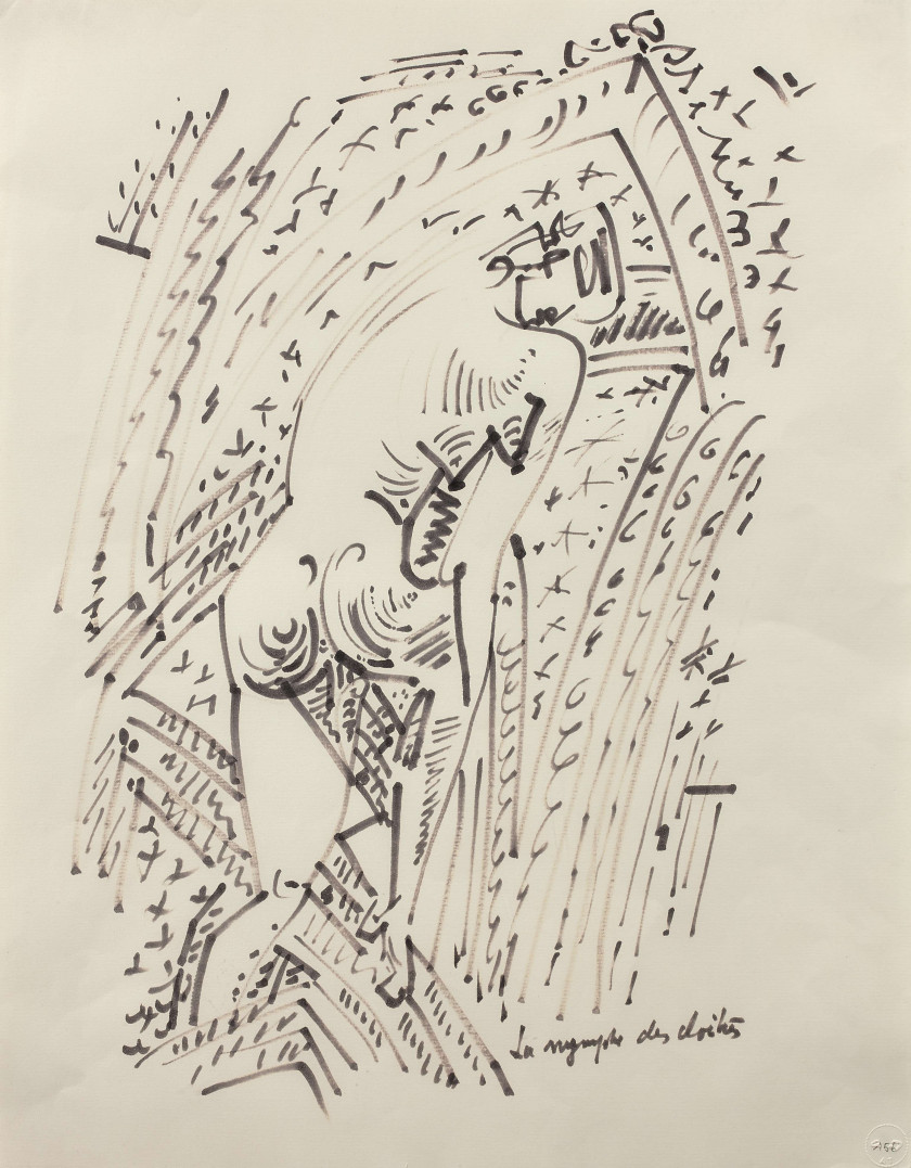 ¤ André MASSON 1896 - 1987 La nymphe des cloîtres - 1965 Encre sur papier