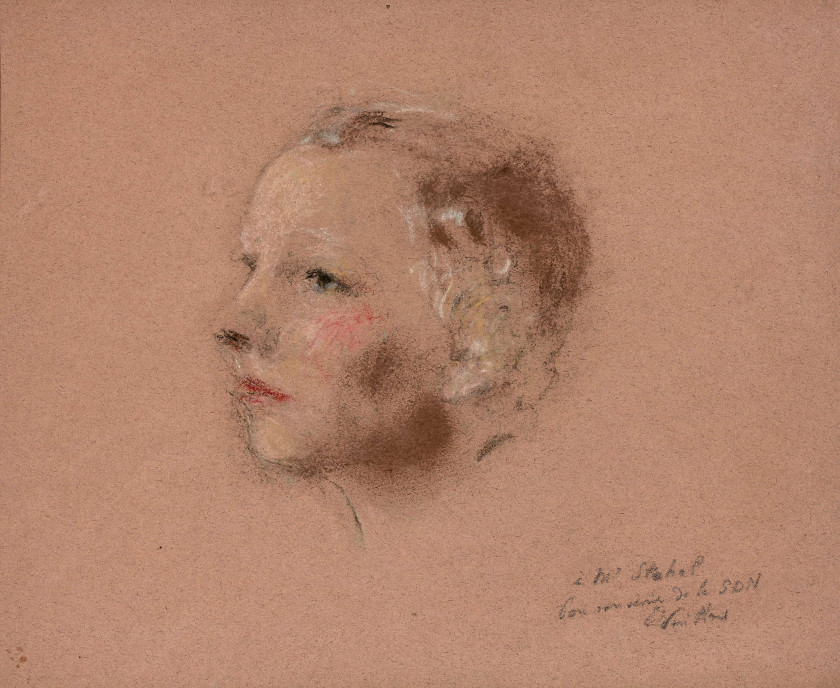 Edouard VUILLARD 1868 - 1940 Tête de femme - Circa 1937 Pastel sur papier bistre