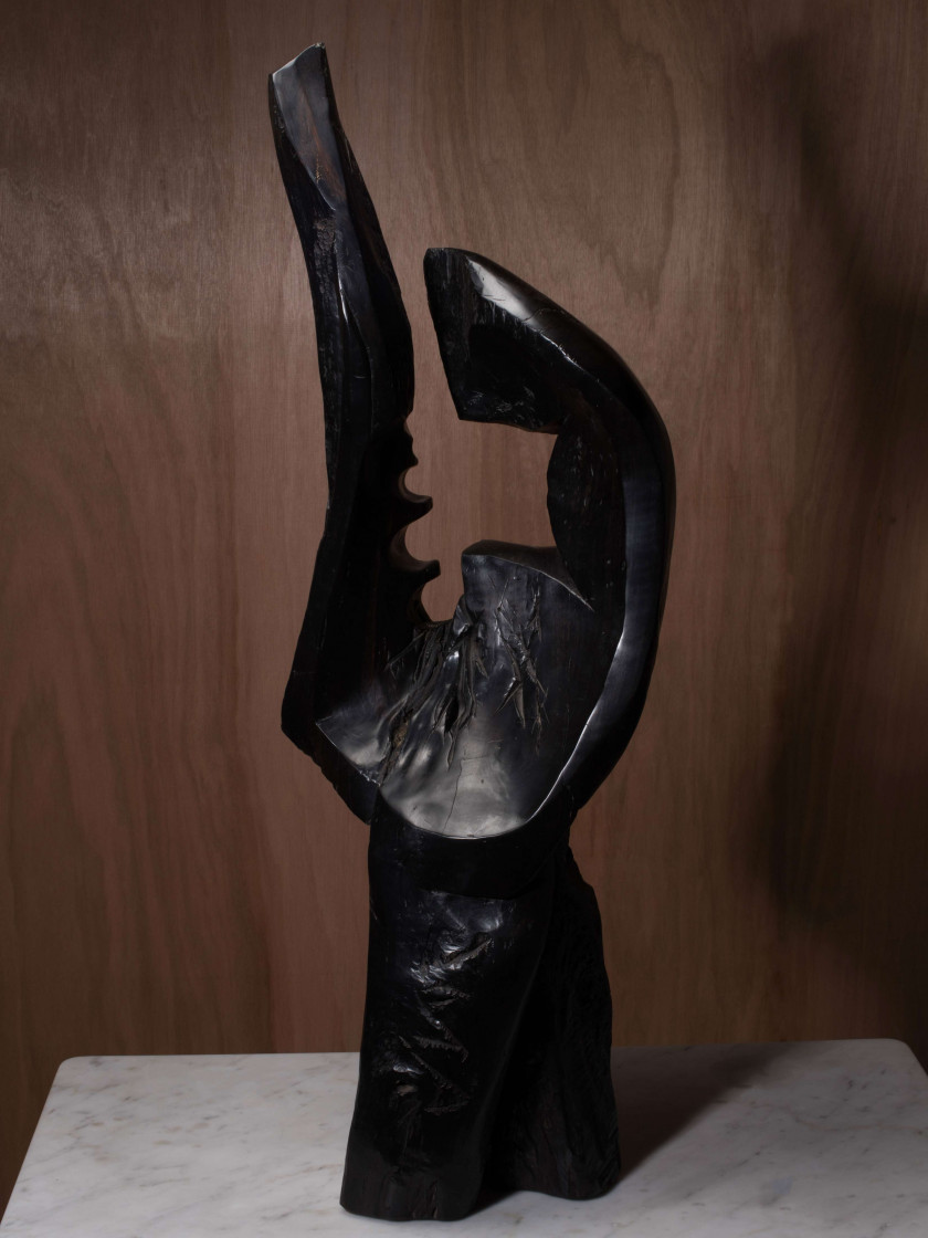 ¤ Alexandre NOLL (1890 - 1970) "L'Approche" - 1965 Ebène sculpté