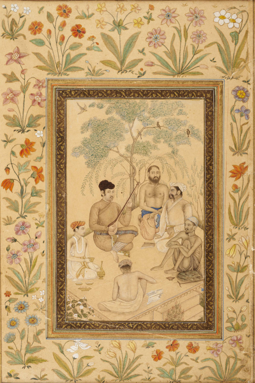 ¤ RASSEMBLEMENT AUTOUR D'UN MUSICIEN, ÉCOLE MOGHOLE DE DELHI, VERS 1800