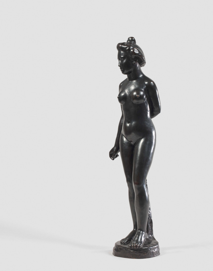 Aristide MAILLOL 1861-1944 Baigneuse debout Bronze à patine brune