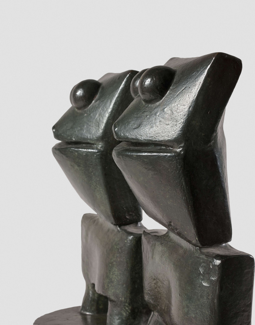 Max ERNST 1891 - 1976 Deux assistants - 1967 Bronze à patine vert foncé