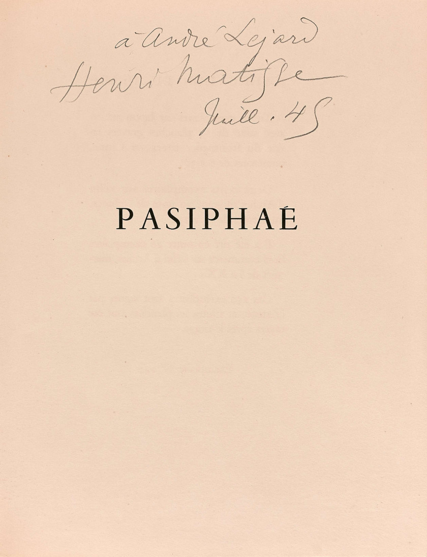 Henri MATISSE et Henry de MONTHERLANT 1895 - 1972 Pasiphaé. Chant de Minos (les Crétois)