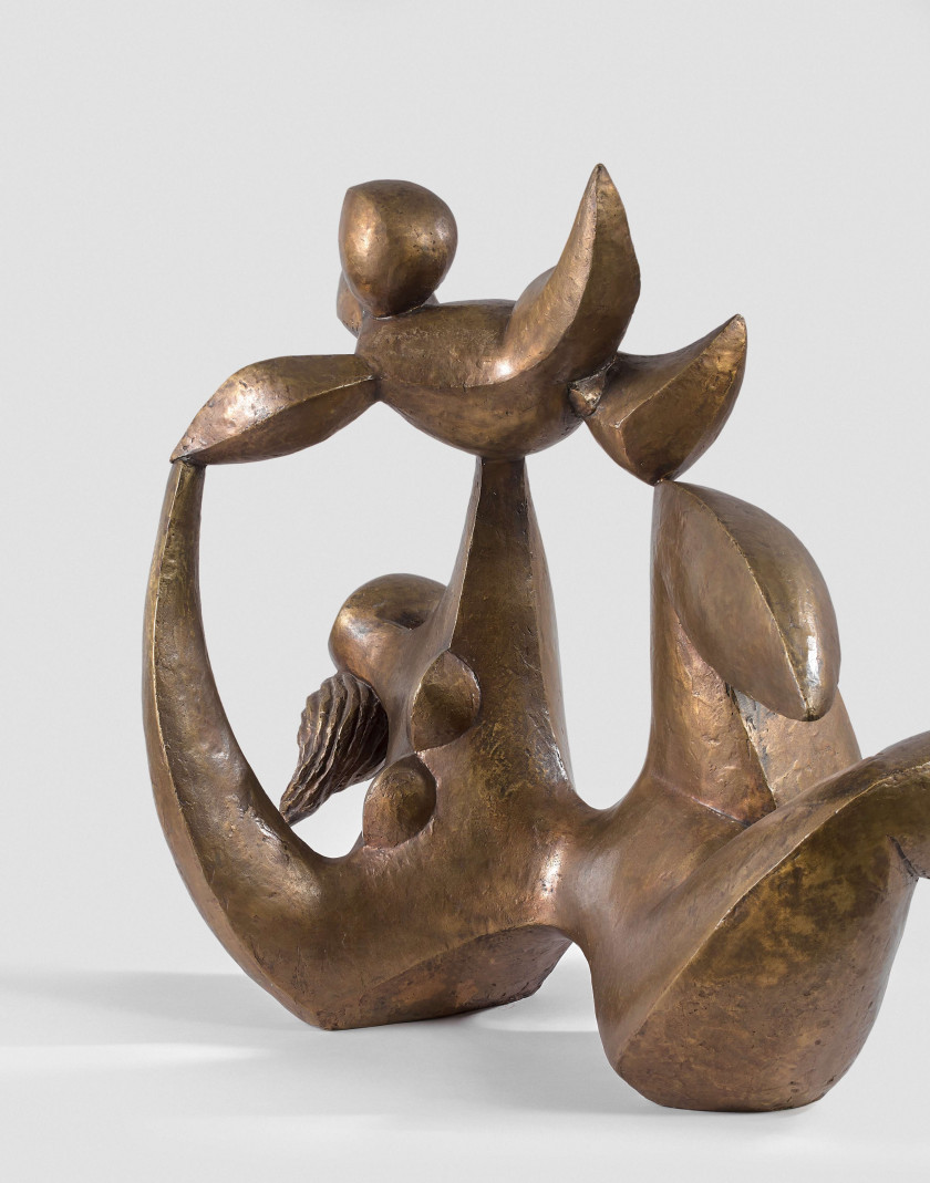 Baltasar LOBO 1910-1993 Maternité (esquisse pour Caracas) ou Maternité n°2 - 1953 Bronze à patine brun doré