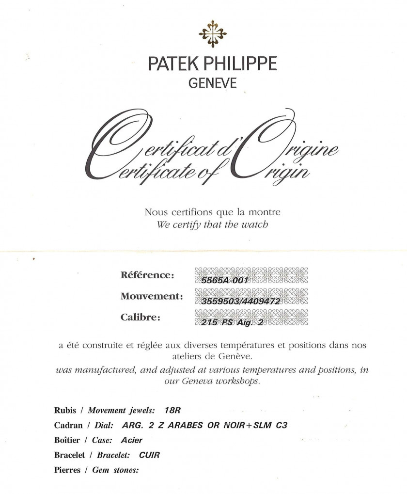 PATEK PHILIPPE  Ref. 5565 "1839-1892-2006" , n° 3559503 / 440972