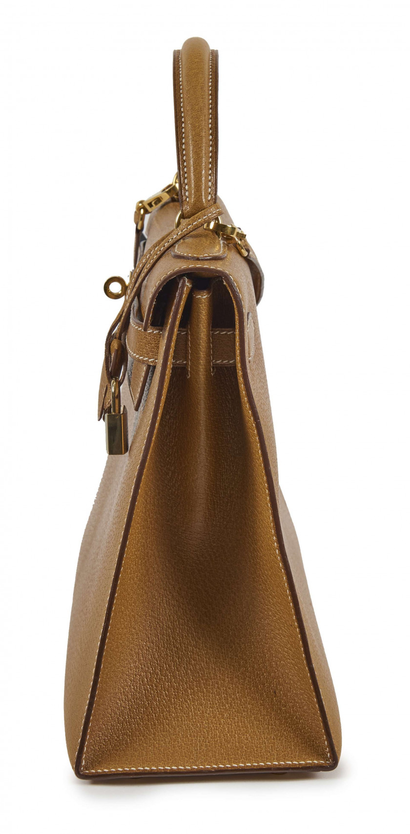 HERMÈS 1995  Sac KELLY Sellier 32 Pécari gold Piqué sellier blanc Garniture métal plaqué or  KELLY Sellier 32 bag ...