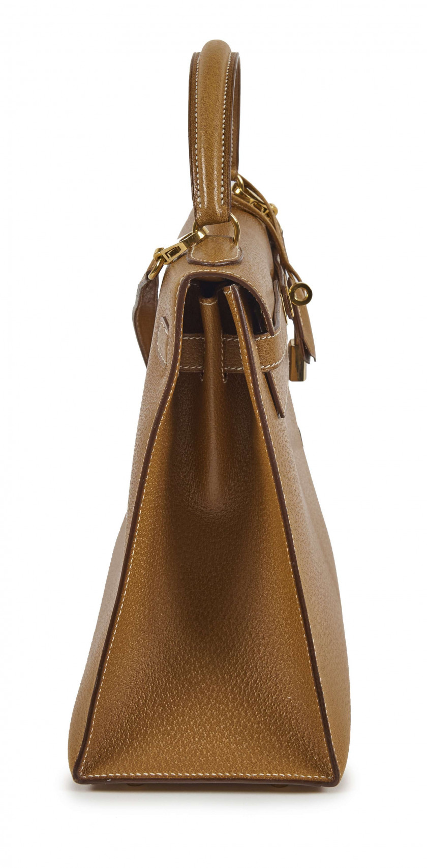 HERMÈS 1995  Sac KELLY Sellier 32 Pécari gold Piqué sellier blanc Garniture métal plaqué or  KELLY Sellier 32 bag ...