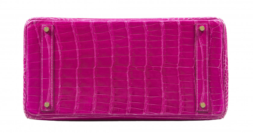 HERMÈS  Sac BIRKIN 40 Crocodile d'estuaire lisse rose Fuchsia (Crocodylus porosus) II/B Garniture métal plaqué or  BIRKI...