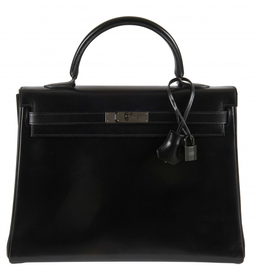 HERMÈS Édition limitée 2010  Sac KELLY SO BLACK 35 Box noir Garniture métal chromé noir  KELLY SO BLACK 35 bag Bla...