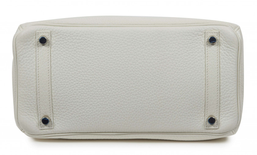 HERMÈS 2006  Sac BIRKIN 30 Taurillon Clémence blanc Garniture métal argenté palladié  BIRKIN 30 bag White Clémence b...