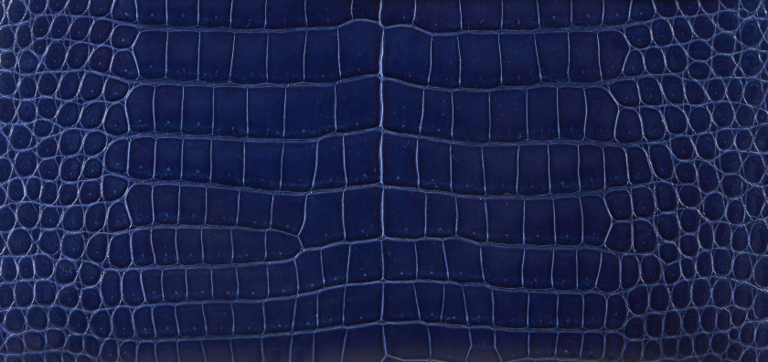 HERMÈS 1990  Sac KELLY Sellier 40 Crocodile d'estuaire lisse bleu Saphir (Crocodylus porosus) II/B Garniture métal plaqué...