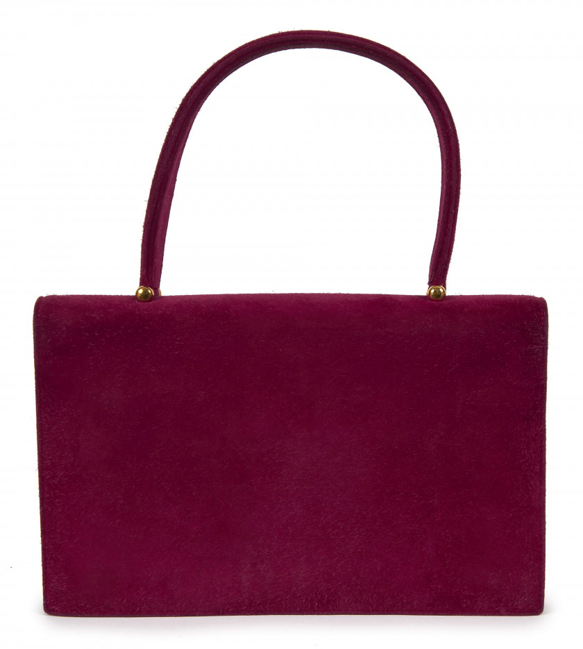 HERMÈS  Sac BOUTONNIÈRE Veau velours Doblis Tosca Garniture métal plaqué or  BOUTONNIÈRE bag Tosca Doblis calfskin lea...
