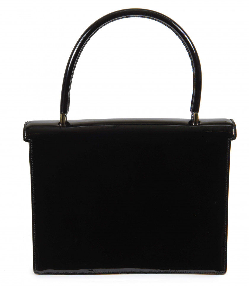 HERMÈS  Sac LORRY Cuir vernis noir Garniture métal plaqué or Miroir  LORRY bag Black varnish leather Gilt metal ha...