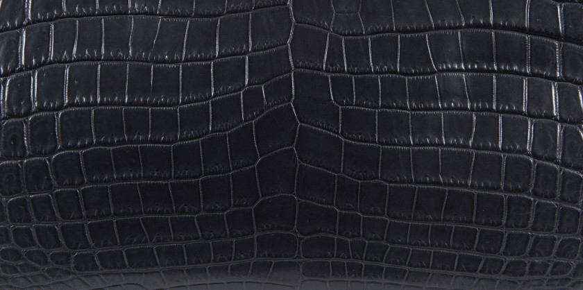 HERMÈS 2001  Sac BIRKIN 30 Crocodile du Nil mat bleu-gris (Crocodylus niloticus) II/B Garniture métal argenté chromé  ...