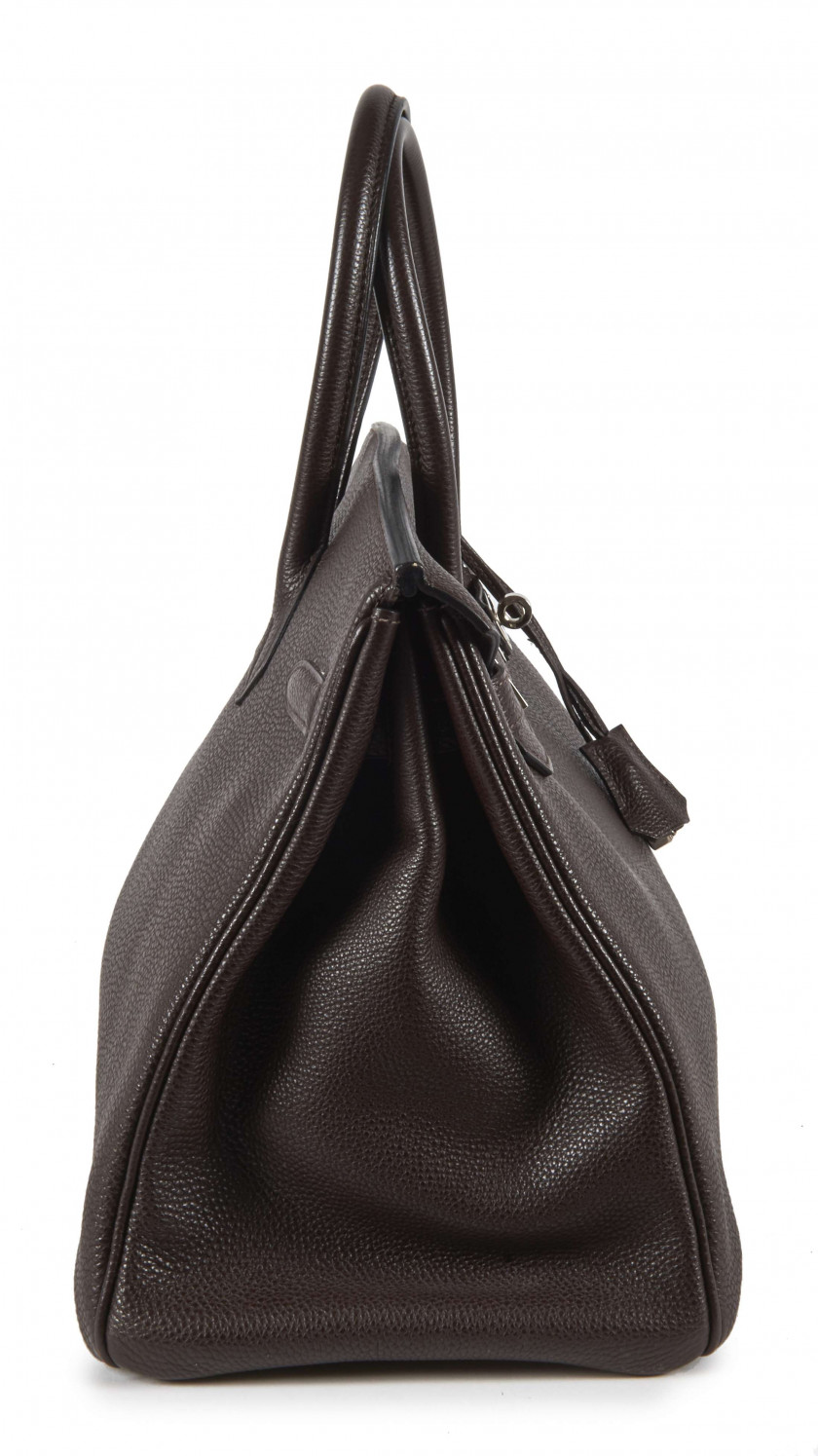 HERMÈS 2006  Sac BIRKIN 35 Veau Togo Cocoa Garniture métal argenté palladié  BIRKIN 35 bag Cocoa Togo calfskin leath...