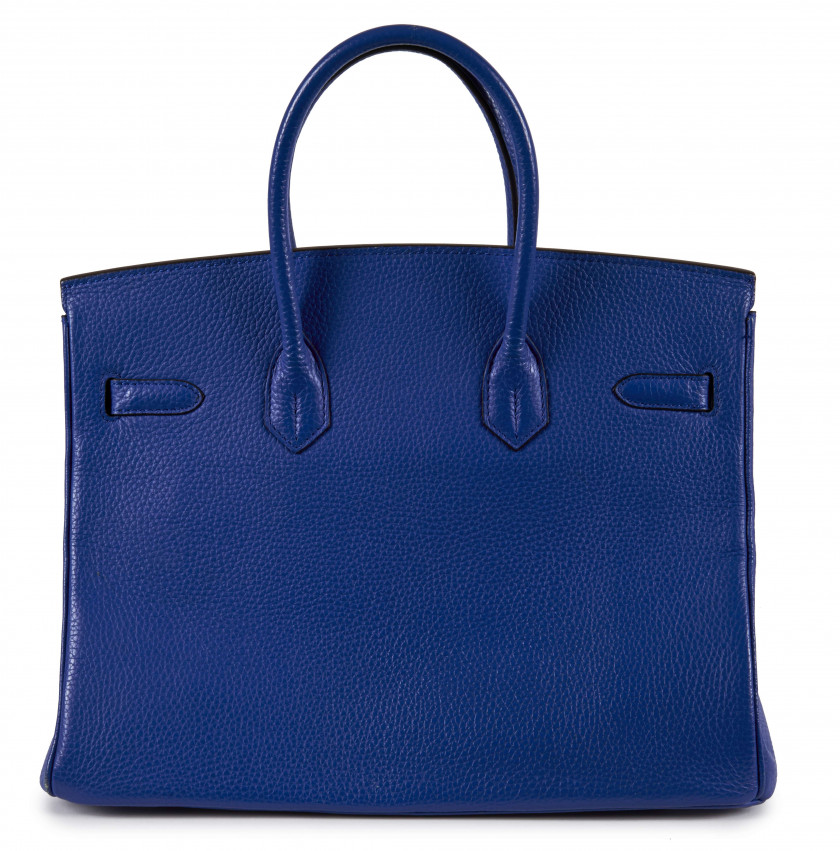 HERMÈS 2011  Sac BIRKIN 35 Taurillon Clémence bleu électrique Garniture métal argenté palladié  BIRKIN 35 bag Electr...