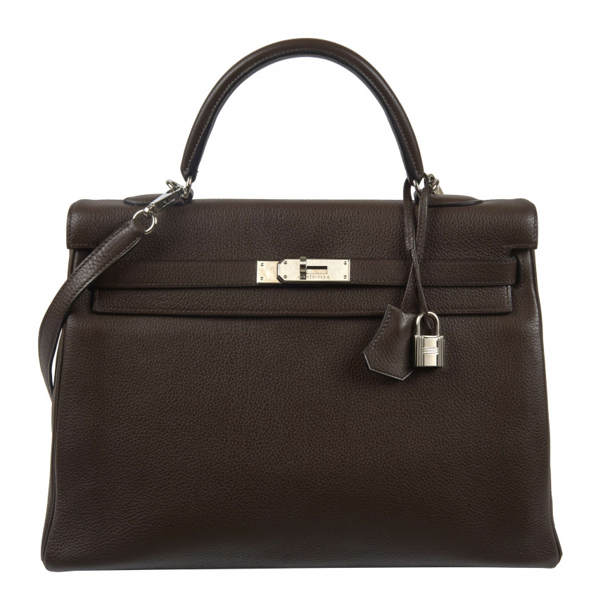 HERMÈS 2008  Sac KELLY Retourné 35 Veau Togo marron Garniture métal argenté palladié  KELLY Retourné 35 bag Brown To...