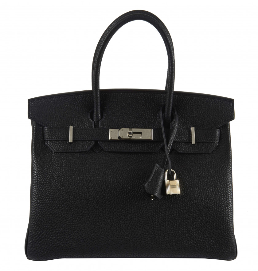 HERMÈS 2007  Sac BIRKIN 30 Veau Togo noir Garniture métal argenté palladié  BIRKIN 30 bag Black Togo calfskin leathe...