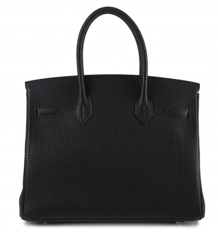 HERMÈS 2007  Sac BIRKIN 30 Veau Togo noir Garniture métal argenté palladié  BIRKIN 30 bag Black Togo calfskin leathe...