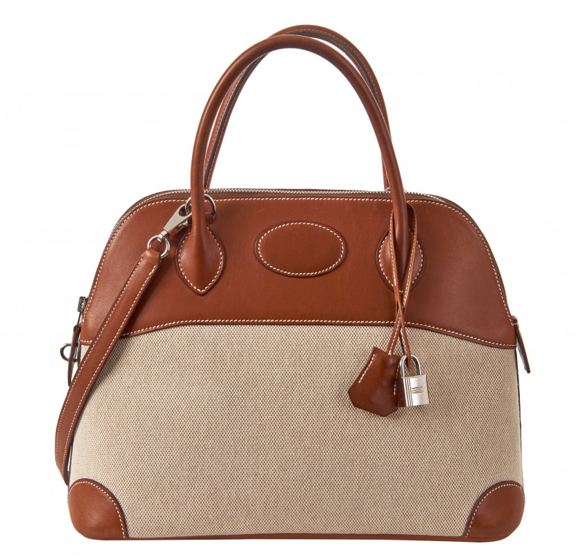 HERMÈS 2010  Sac BOLIDE 32 Veau Barénia naturel, toile "H" Garniture métal argenté palladié  BOLIDE 32 bag Natural B...