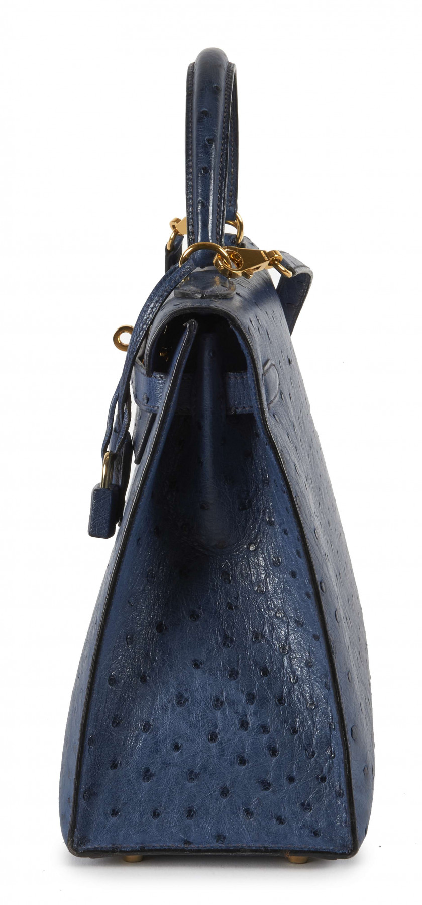 HERMÈS 2001  Sac KELLY Sellier 32 Autruche bleu (Struthio camelus) NR Garniture métal plaqué or  KELLY Sellier 32 bag...