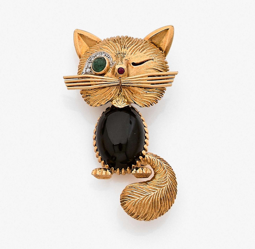 VAN CLEEF & ARPELS  Clip de corsage "Chat malicieux"