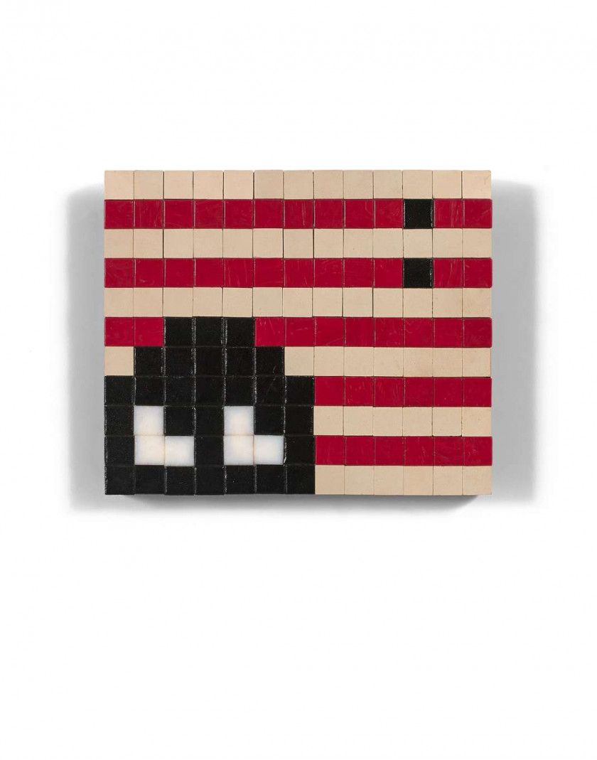 INVADER Français - Né en 1969 L.A. Flag #2 - 2004 Carreaux de mosaïque sur panneau