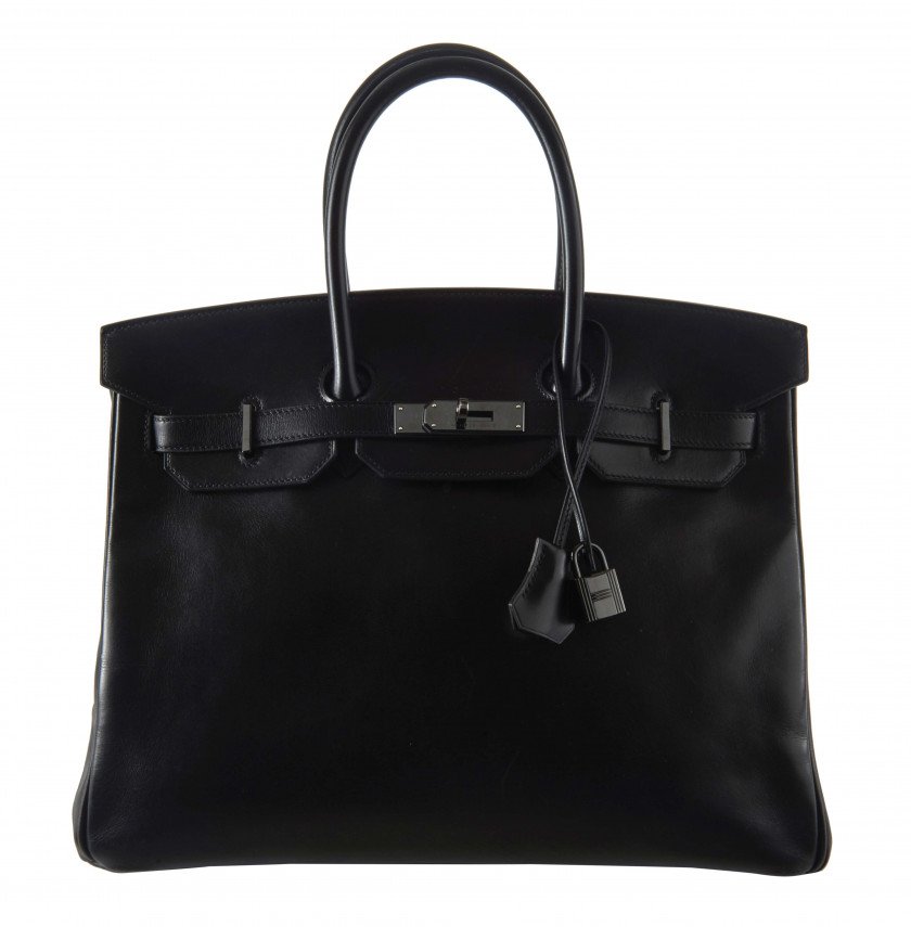 ¤ HERMÈS Édition limitée 2011  Sac BIRKIN SO BLACK 35 Box noir Garniture métal chromé noir  BIRKIN SO BLACK 35 bag B...