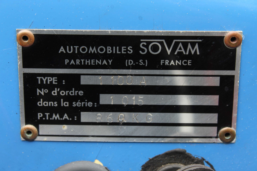 1966 Sovam 1100 VS No reserve Carte grise françaiseChâssis n° 1100A1015Moteur n° 847A/20 000295169- Design réussi- Production très limi