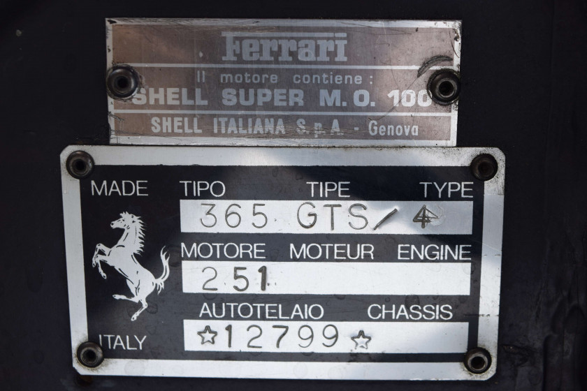 1970 Ferrari 365 GTB/4 Daytona Spider Conversion par Bacchelli & Villa en 1974 Titre de circulation anglaisChâssis n°12799- Convertie e