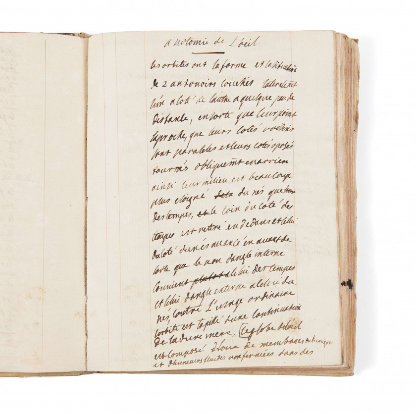 ÉMILIE DU CHÂTELET (1706-1749) « Anatomie de l’oreille » [suivi de :] « Anatomie de l’oeil » et notes diverses : manuscrits autograp...
